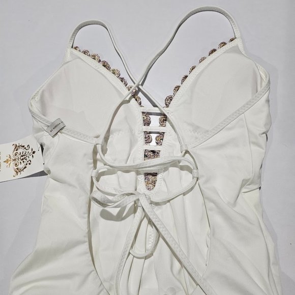 Becca Layla Plunge One-Piece Swimsuit Size Large - Picture 9 of 11